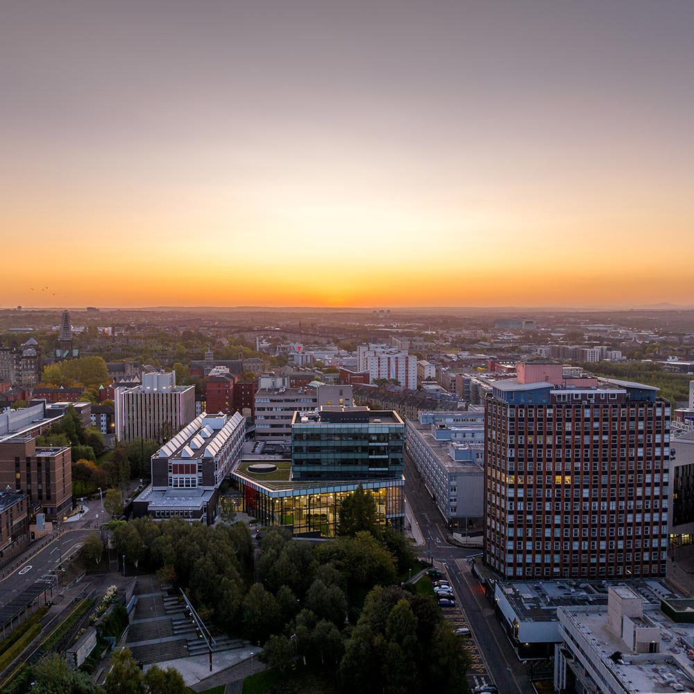 Aerial shot of Strathclyde's campus